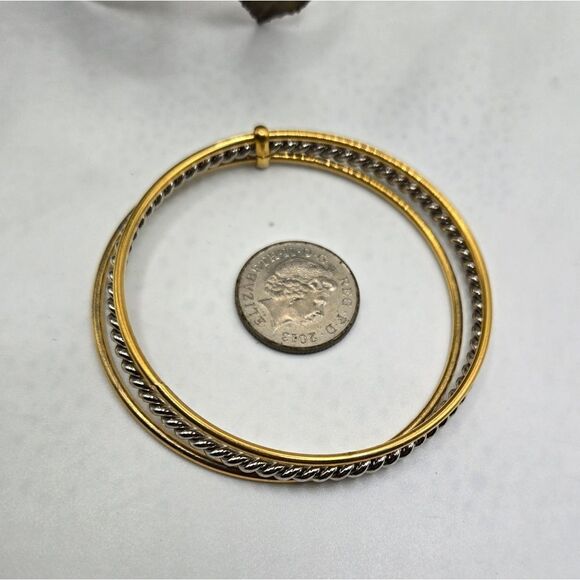 "5/$25" Two Tone Gold & Silver Bangle Bracelet Set - Picture 3 of 5